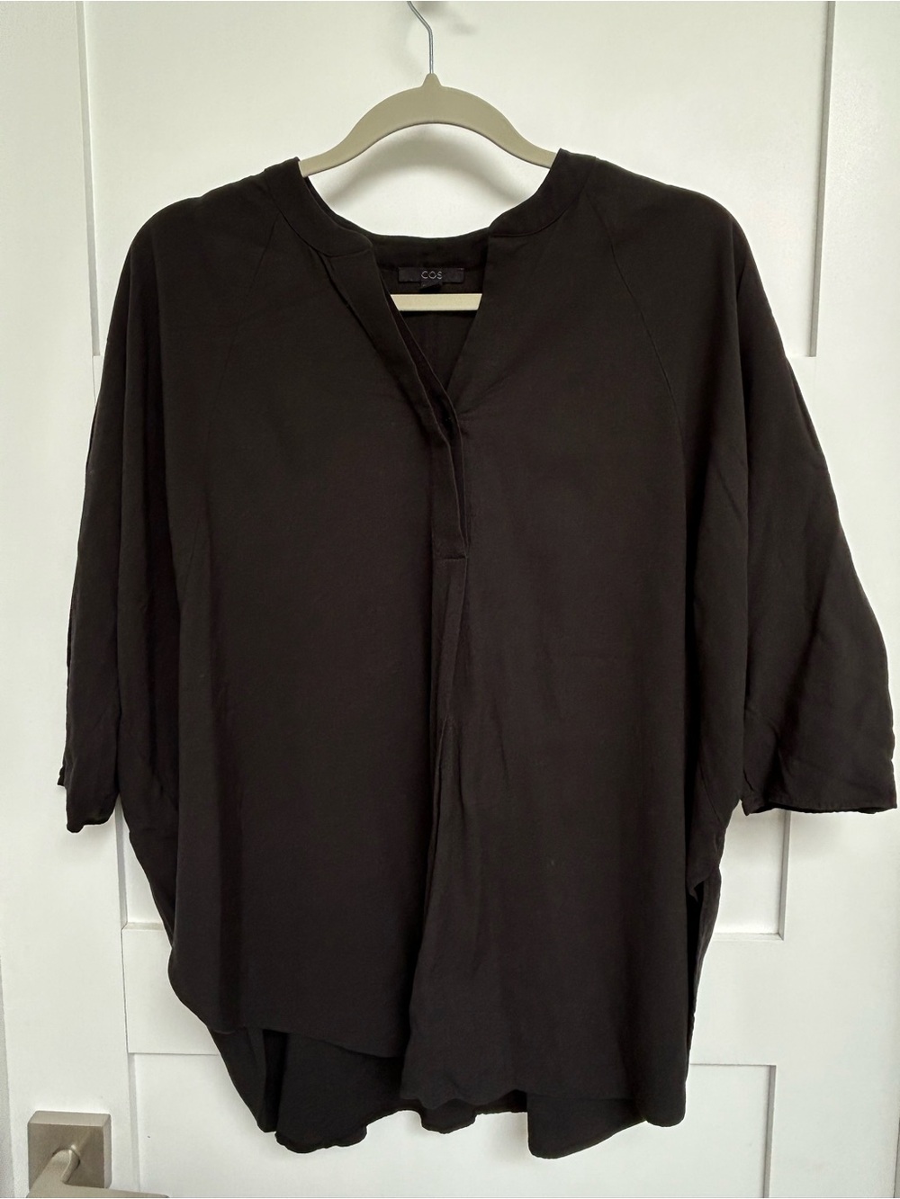 COS Black Oversized V-Neck Shirt